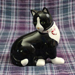 Black and White Cat Ceramic Piggy Bank